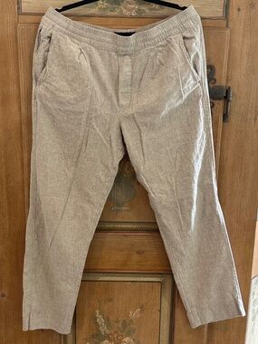 Men's ABERCROMBIE & FITCH - Tan / Beige Loose Linen Pull-On Pants - Size L